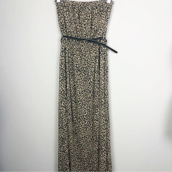 FOREVER 21 | NEW Animal Print Strapless Belted Leopard Maxi Dress Women’s Size M - Picture 1 of 9